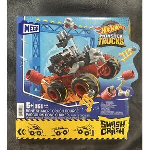 MEGA Hot Wheels Monster Trucks Bone Shaker Crush Course Smash & Crash 151-Pc Set